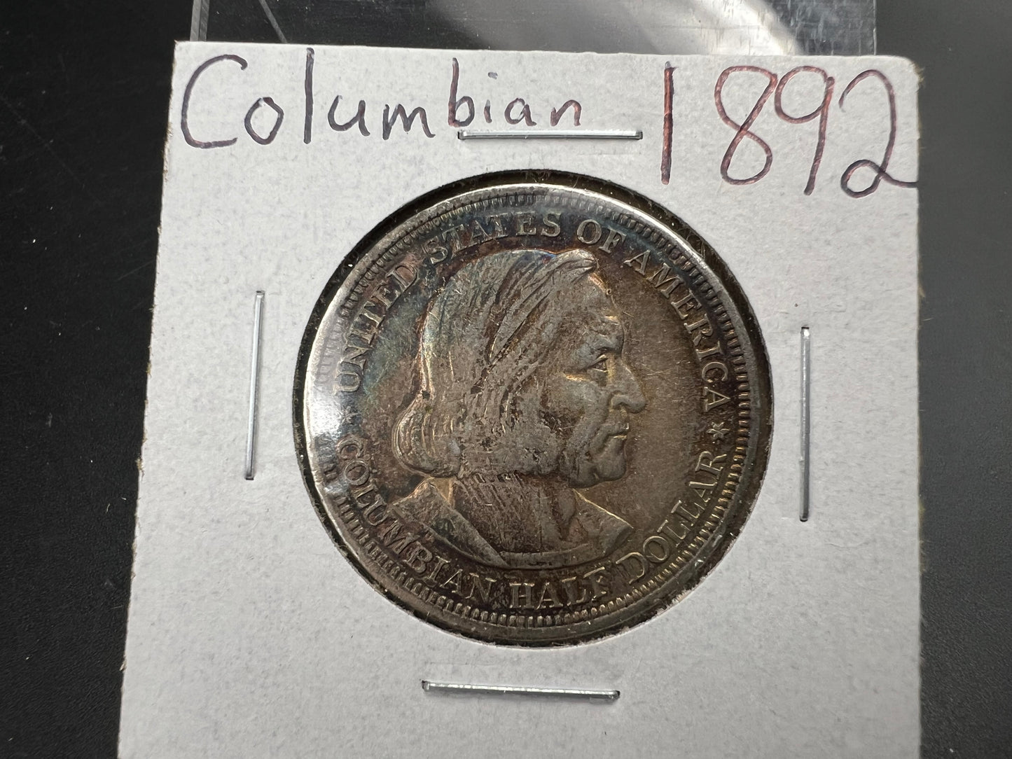 1892 50c Columbian Silver Half Dollar Coin Chicago World's Fair Commemorative Coin Neat Toning VF Very Fine Circ #a