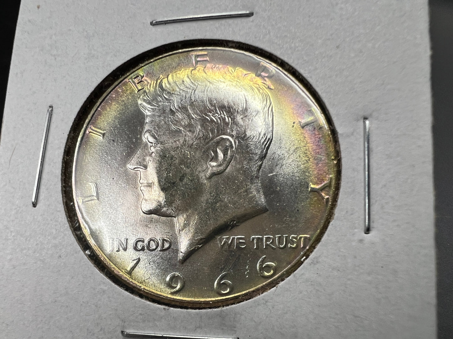 1966 50c Kennedy 40% Silver Half Dollar Coin Gem BU UNC Nice Toning Toner