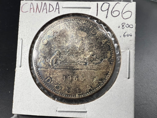 1966 Canada 80% Silver Dollar Coin PQ Toning Toner CH BU UNC