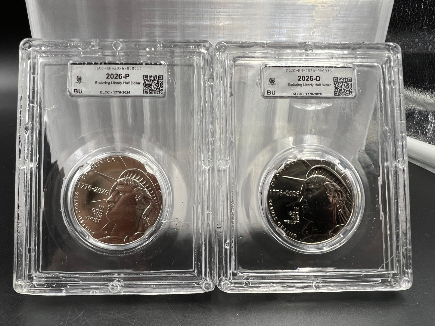 2 Coin P D Set 2026 Enduring Liberty Half Dollar Coins CLCC BU Certified