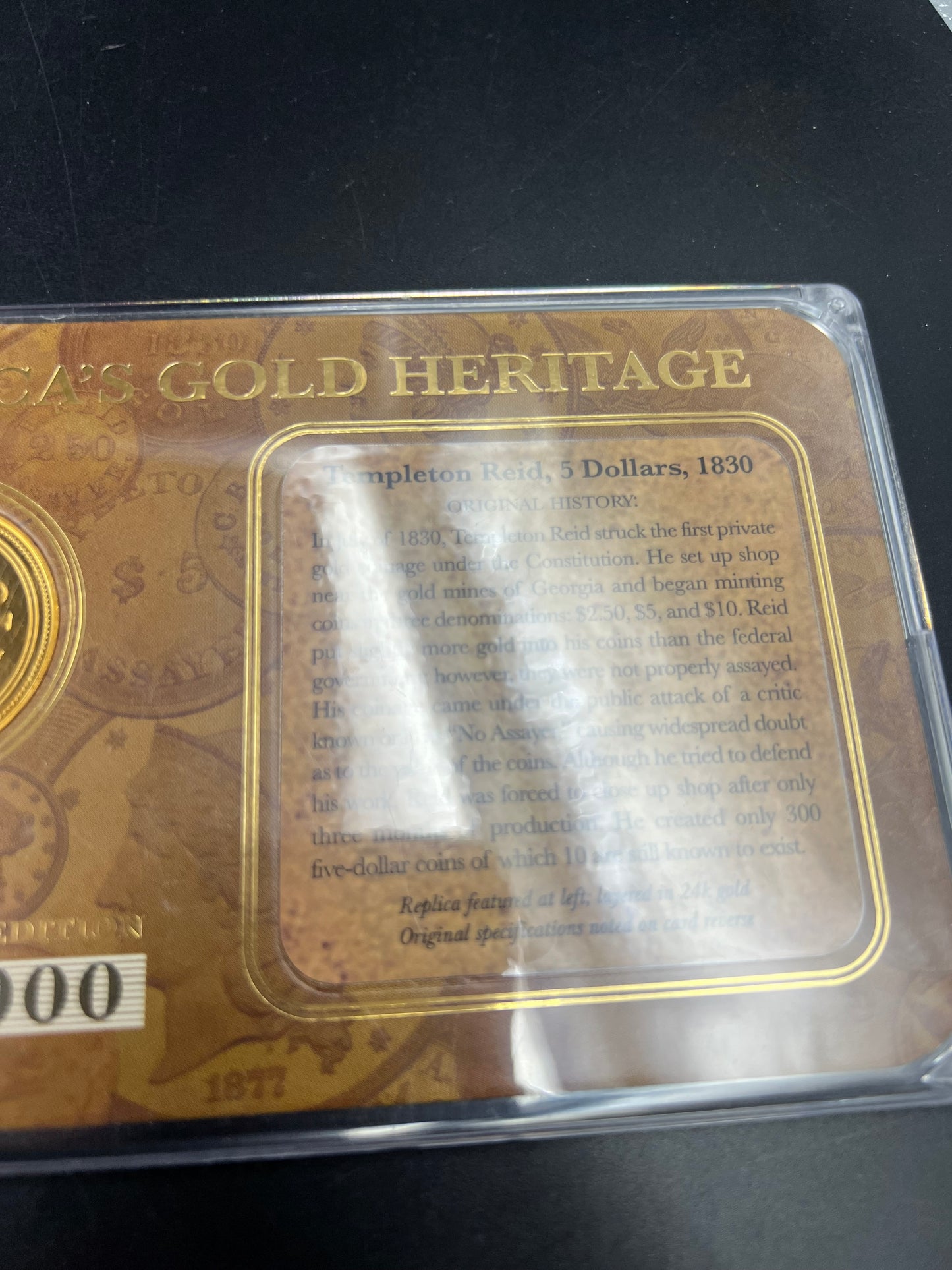 Fantasy Tribute Coin 1830 Templeton Reid 5 Dollars Gold - No Precious metal