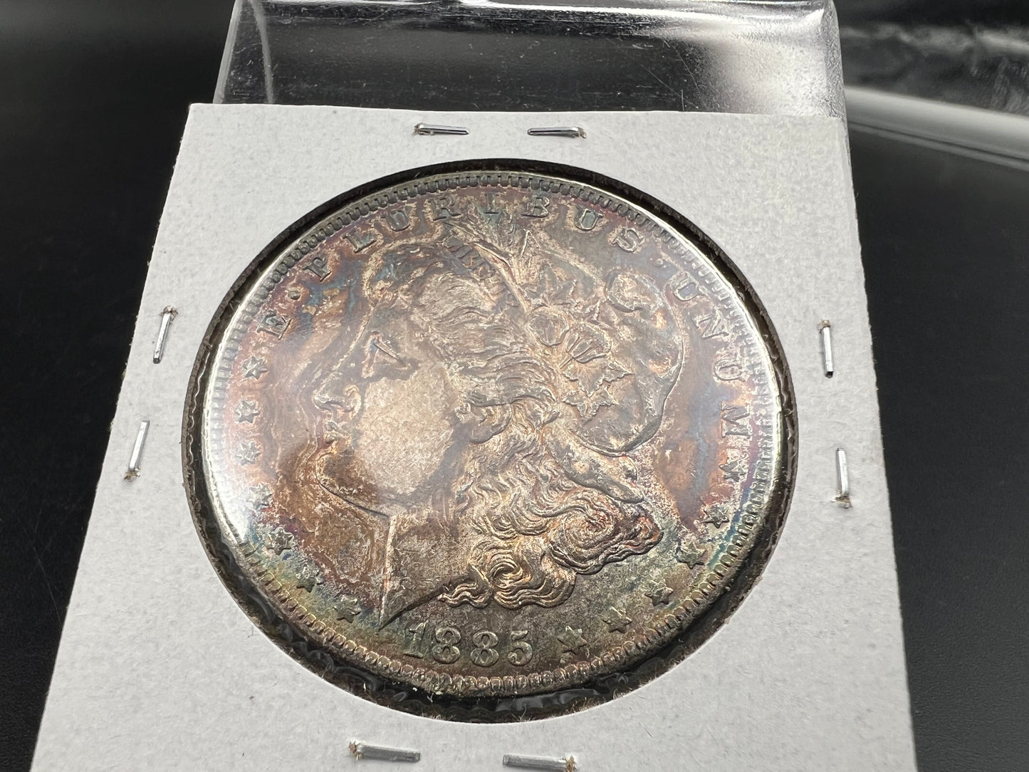 1885 O $1 Morgan Silver Dollar Coin PQ Toning Toner XF EF