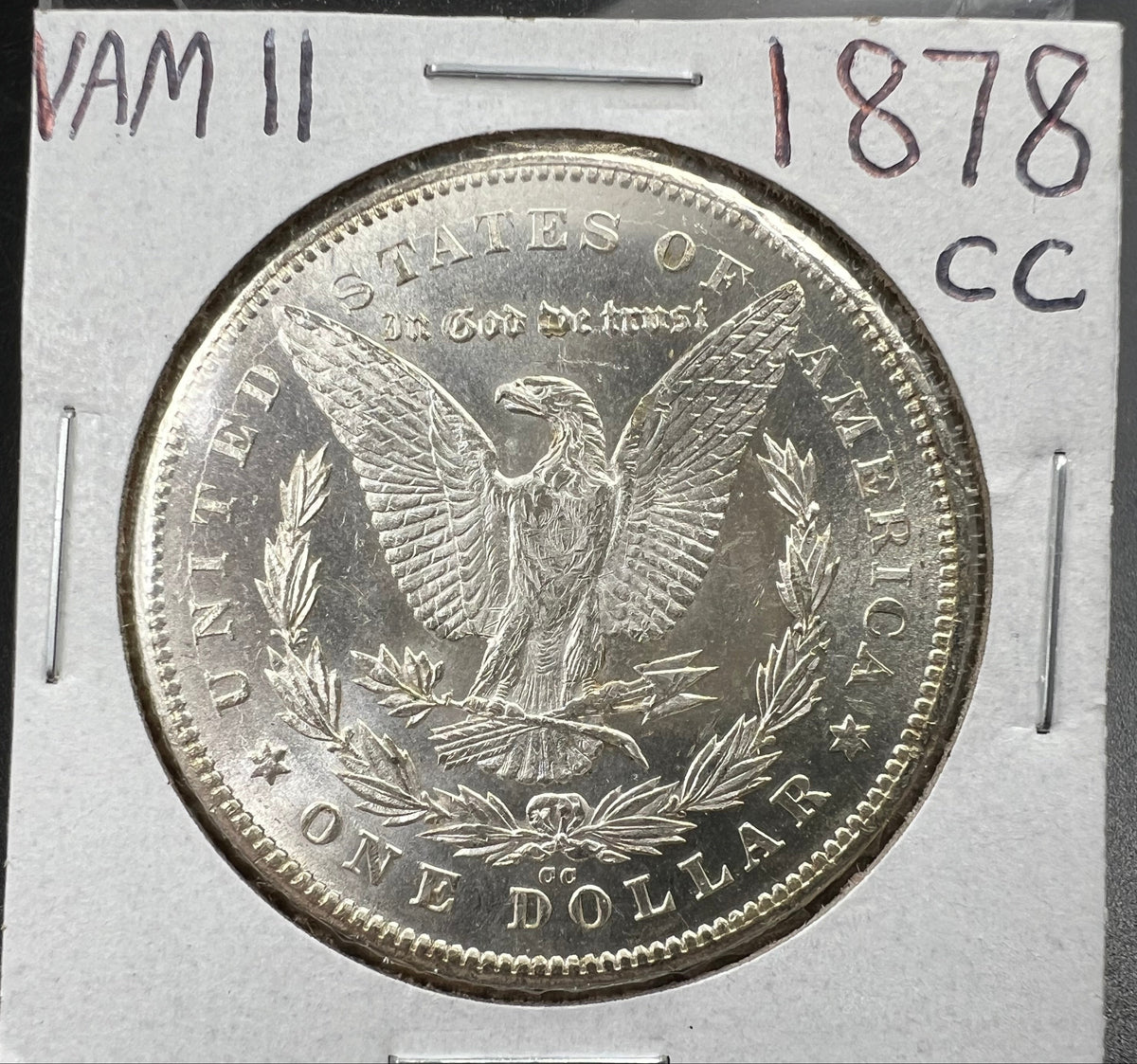 1878 CC Morgan VAM 11 BU Carson City Dollar Coin Lines in Wing Top 100 Vam Variety #A