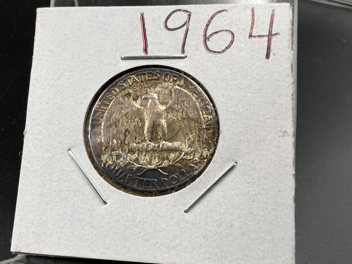 1964 25c Washington Silver Quarter Coin XF / AU Neat Toning Toner