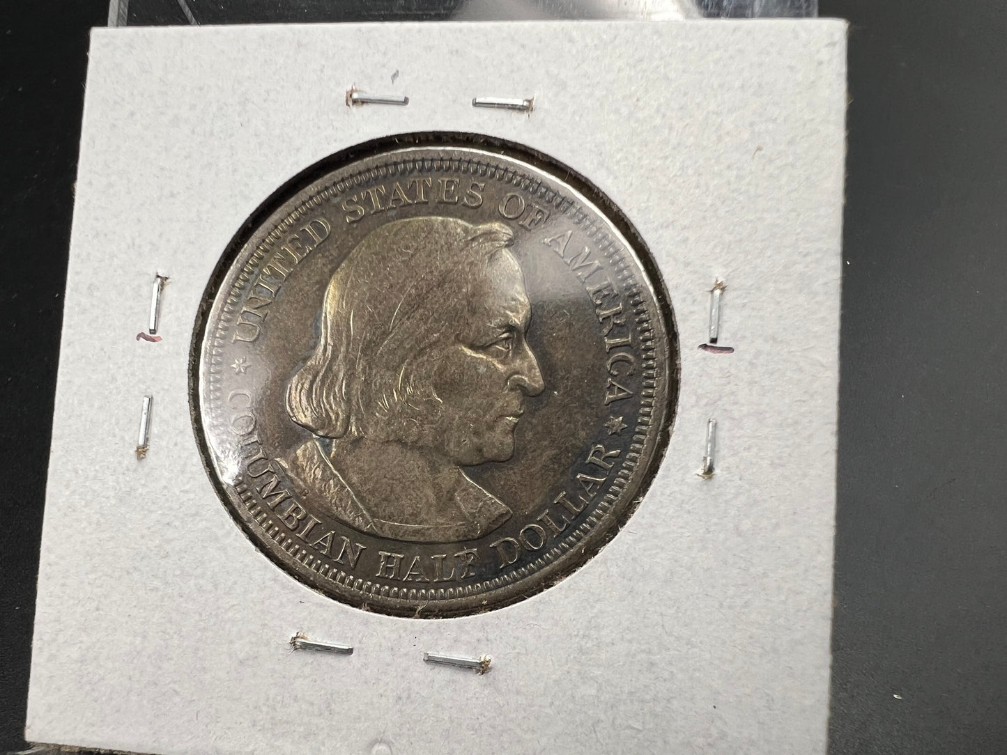 1892 50c Columbian Silver Half Dollar Coin Chicago World's Fair Commemorative Coin Neat Toning VF Very Fine Circ #b