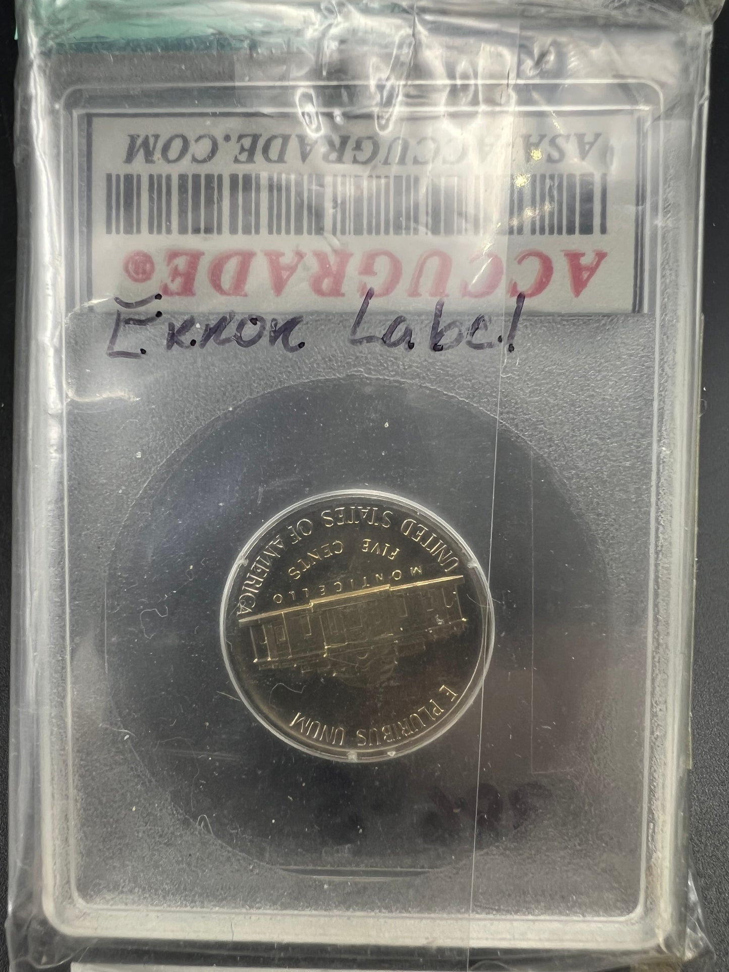 Accugrade Error Slab 1986 S 5c 1971 S 5c PR-66 Holder Proof Jefferson Nickel