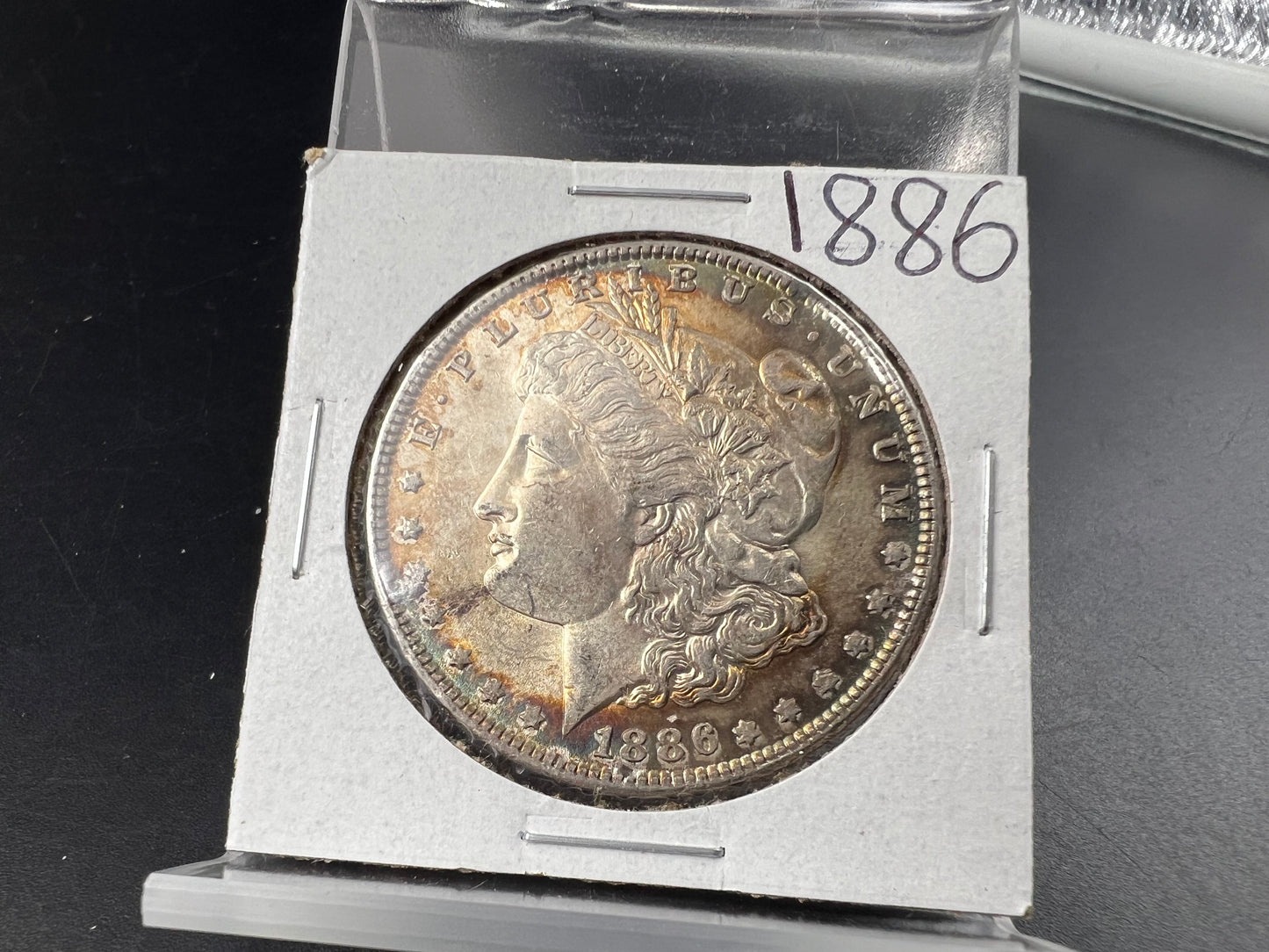1886 P $1 Morgan Silver Dollar Coin Choice AU PQ Toning Toner