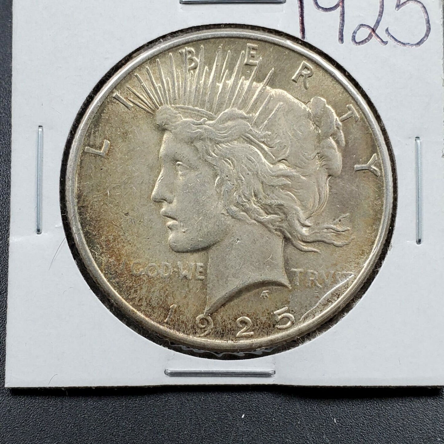 1925 P Peace 90% Silver Eagle Dollar Coin AU About UNC Circulated Neat Toning