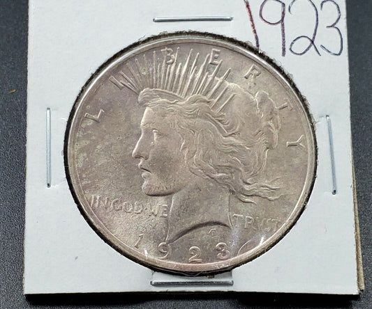 1923 P  Peace Silver Eagle Dollar Coin Choice BU Uncirculated Neat Toning Toner