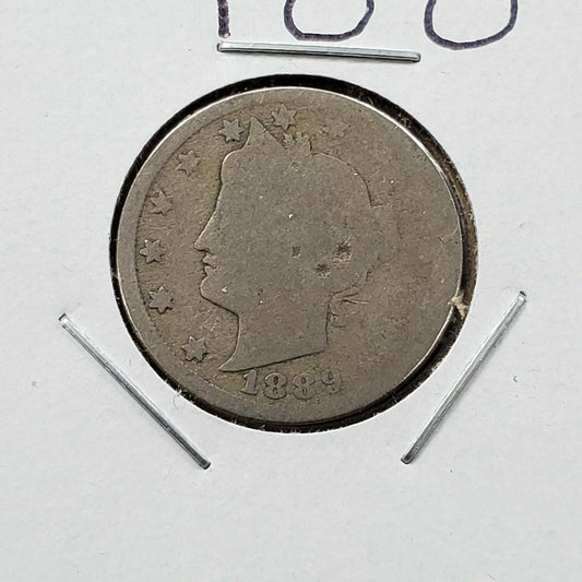 1889 Liberty Head V Nickel Choice AG ABOUT GOOD Circulated