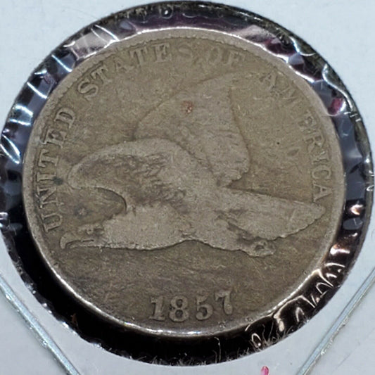 1857 Flying Eagle Cent Penny Coin CHOICE Fine NEARLY VF Pre Civil War Era