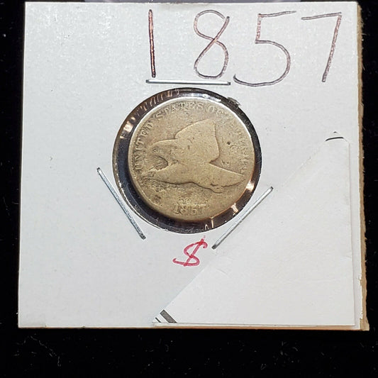 1857 Flying Eagle Cent Penny Coin Acid Restored Worn Condition Pre Civil War Era