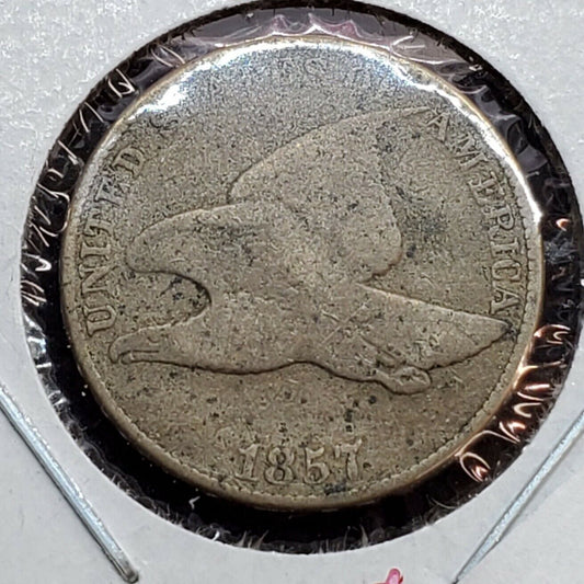 1857 Flying Eagle Cent Penny Coin Decent Circulated Condition Pre Civil War Era