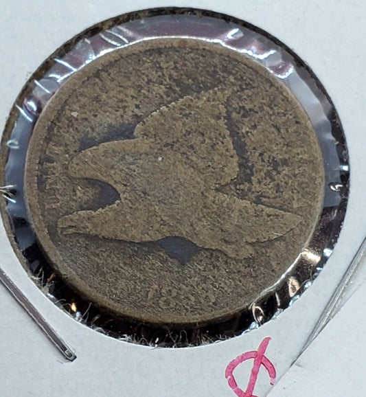 1858 Flying Eagle Cent Penny Coin Very Circulated Condition Pre Civil War Era