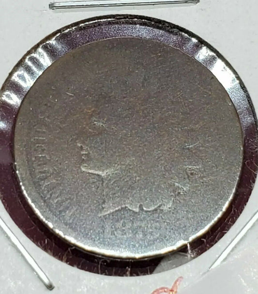 1875 Indian Head Copper Bronze Cent Penny Coin AG About Good
