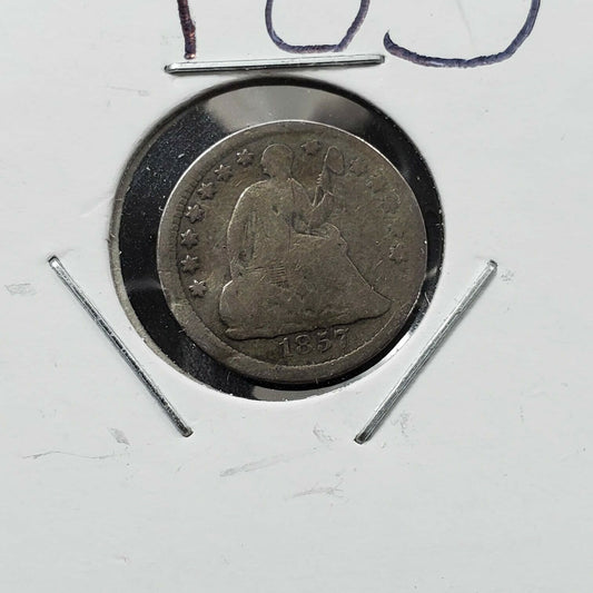 1857 Liberty Seated Half Dime Silver Coin Choice Circulated Full Date