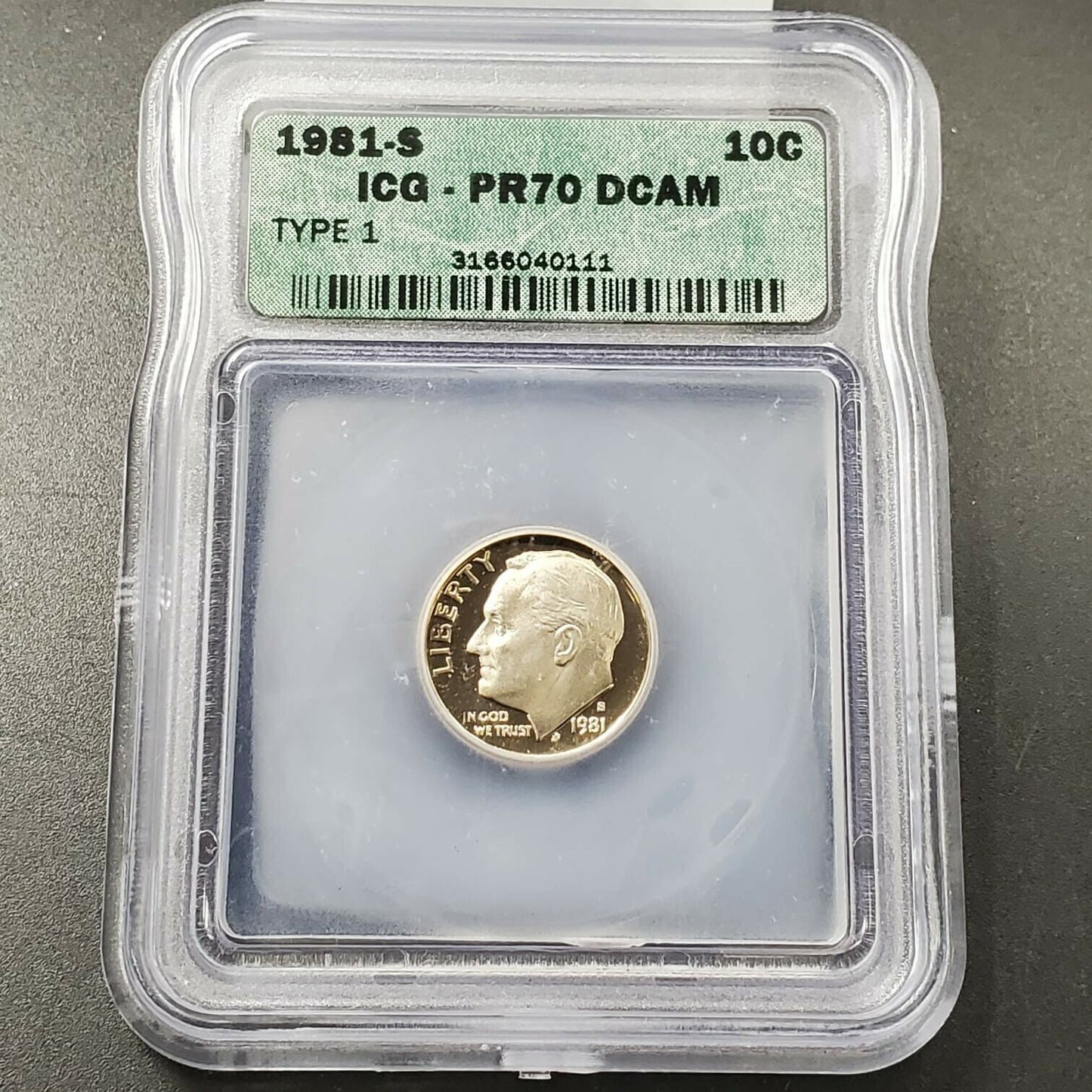 1981 S Roosevelt 10c Proof Clad Dime Coin Type 1 Variety ICG PR70 DCAM