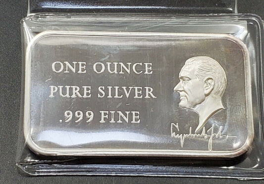 Madison Mint 1 oz Fine Silver Lyndon B Johnson Silver Art Bar MISSING SERIAL #