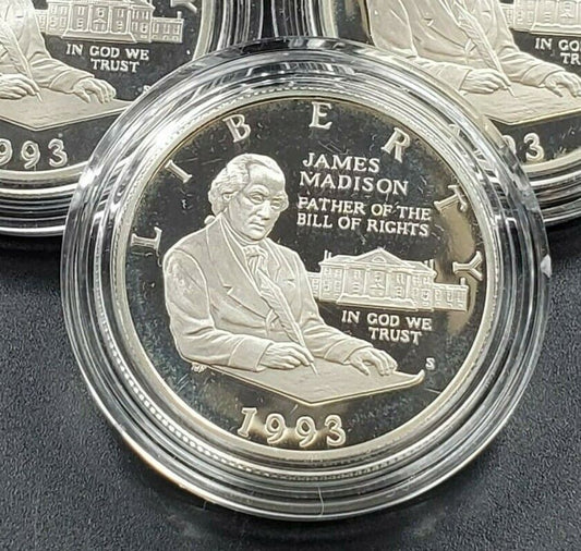 1993 S JAMES MADISON Commemorative Proof SILVER Half Dollar Coin In Capsule DCAM