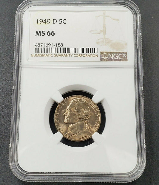 1949 D Jefferson Nickel Coin NGC MS66 Robinsons Combo Ship Discounts