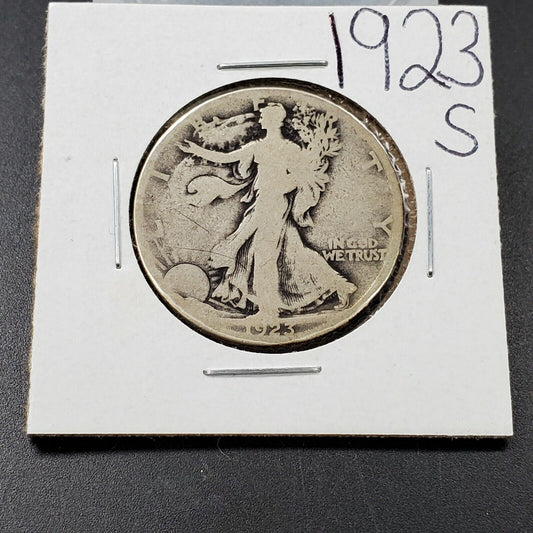 1923 S Walking Liberty Silver Half Dollar Coin Choice Good Circulated