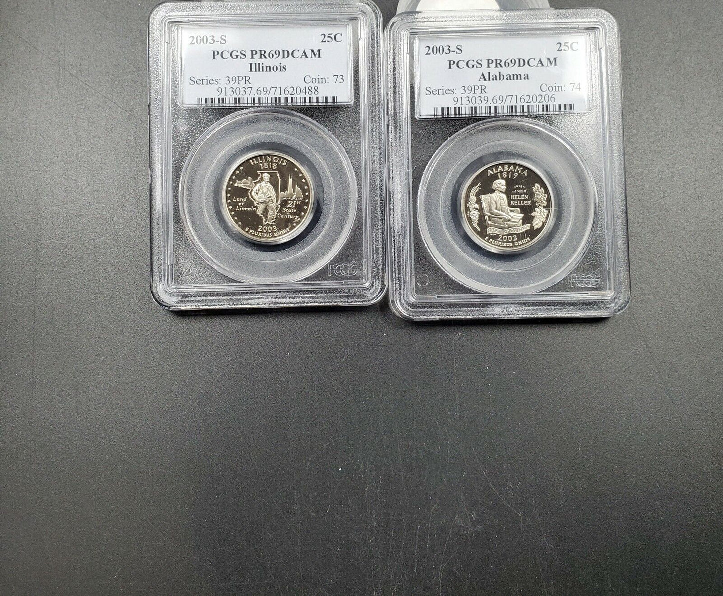 2003 S Complete 5 Coin CLAD Proof Quarter Set PCGS Graded PR69 DCAM