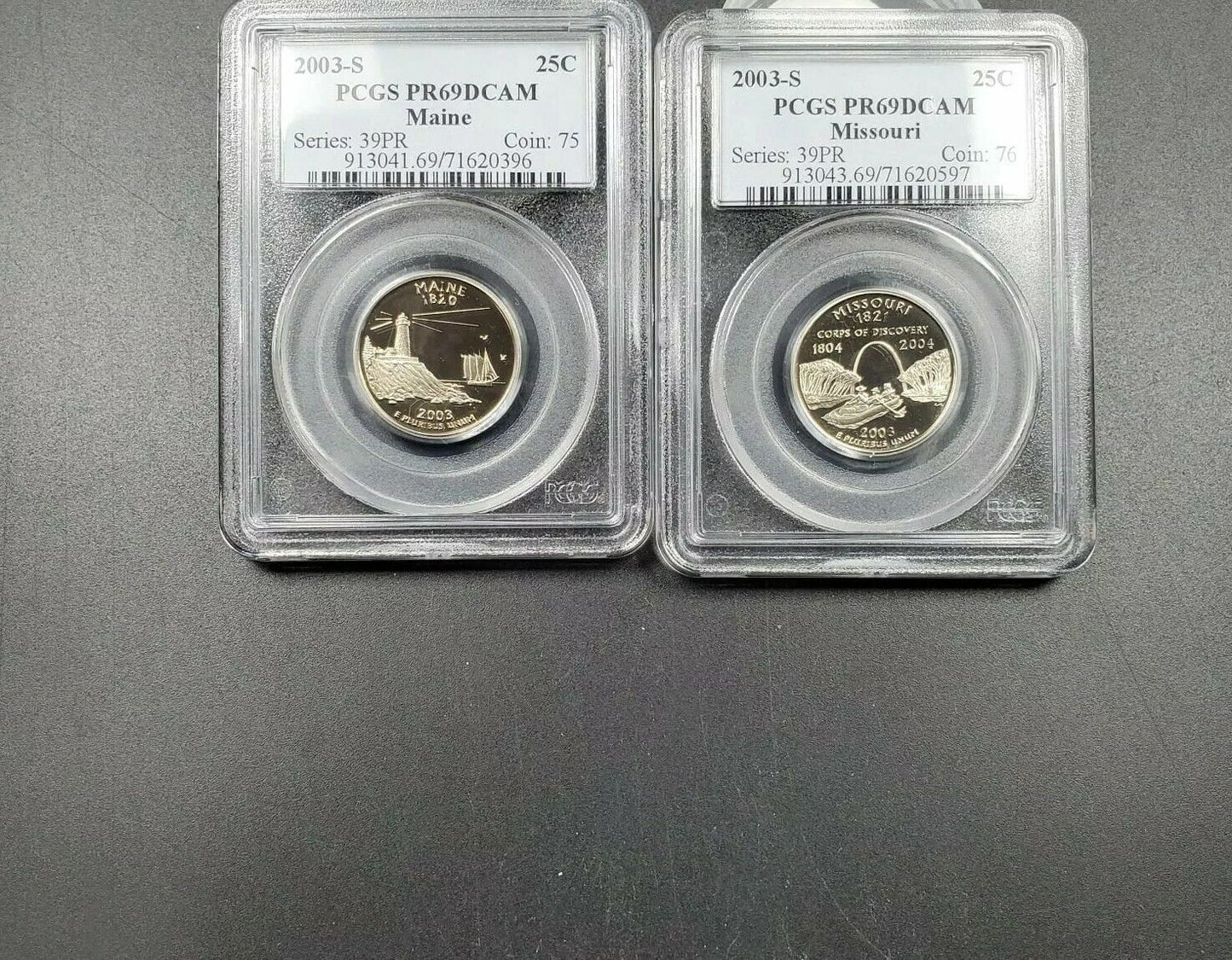 2003 S Complete 5 Coin CLAD Proof Quarter Set PCGS Graded PR69 DCAM