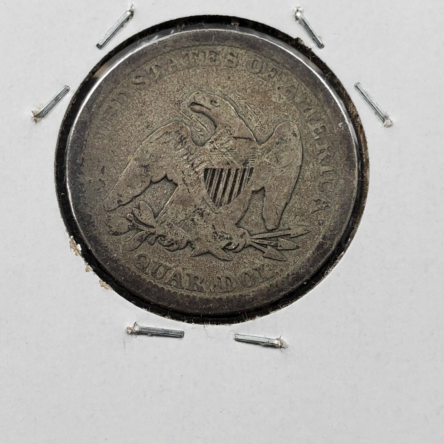 1857 P Seated Liberty Silver Quarter Coin AG / Good Decent Circulated