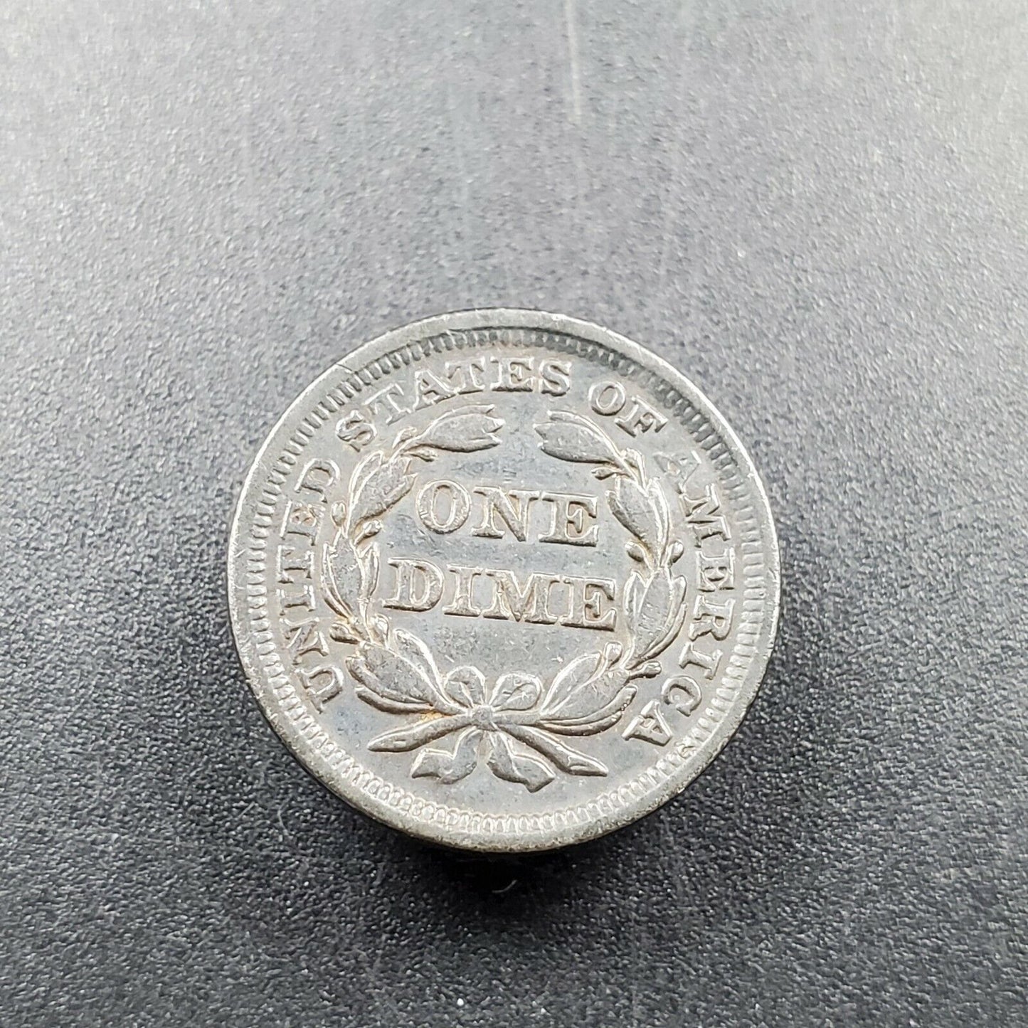 1857 Seated Liberty 10c Silver Dime Coin Turned into a Cuff Link