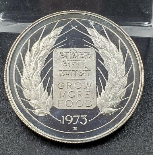 1973 B India Silver Gem Proof 10 Rupees 15k Low Mintage Coin KM-188 Bombay Mint