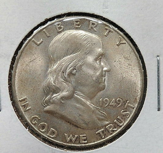 1949 P Franklin Silver Half Dollar Coin Choice / GEM BU UNC FBL Full Bell Lines