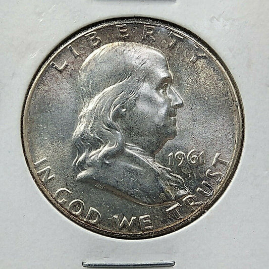 1961 P Franklin Silver 90% Half Dollar Coin AVG BU Uncirculated