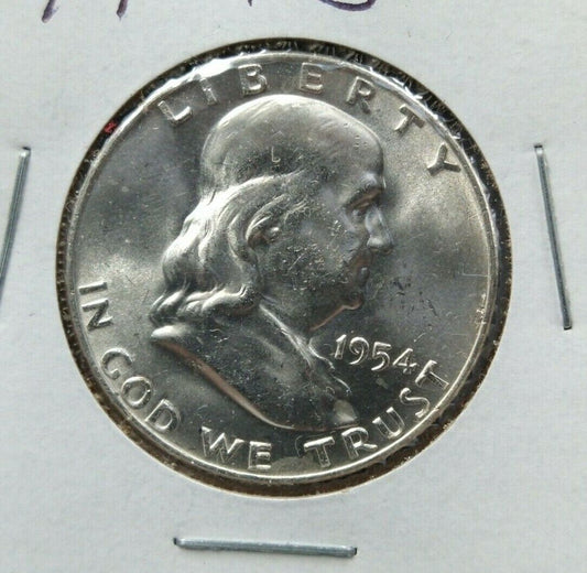 1954 D Franklin Silver 90% Half Dollar Coin Choice BU Uncirculated