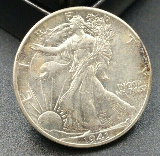 1941 P Walking Liberty Silver Eagle 90% Coin AVG BU UNC Some Toning