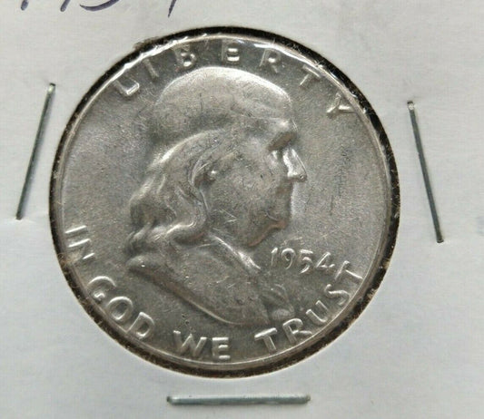 1954 P Franklin Silver Half Dollar Coin Choice AU ABOUT UNC CIRC