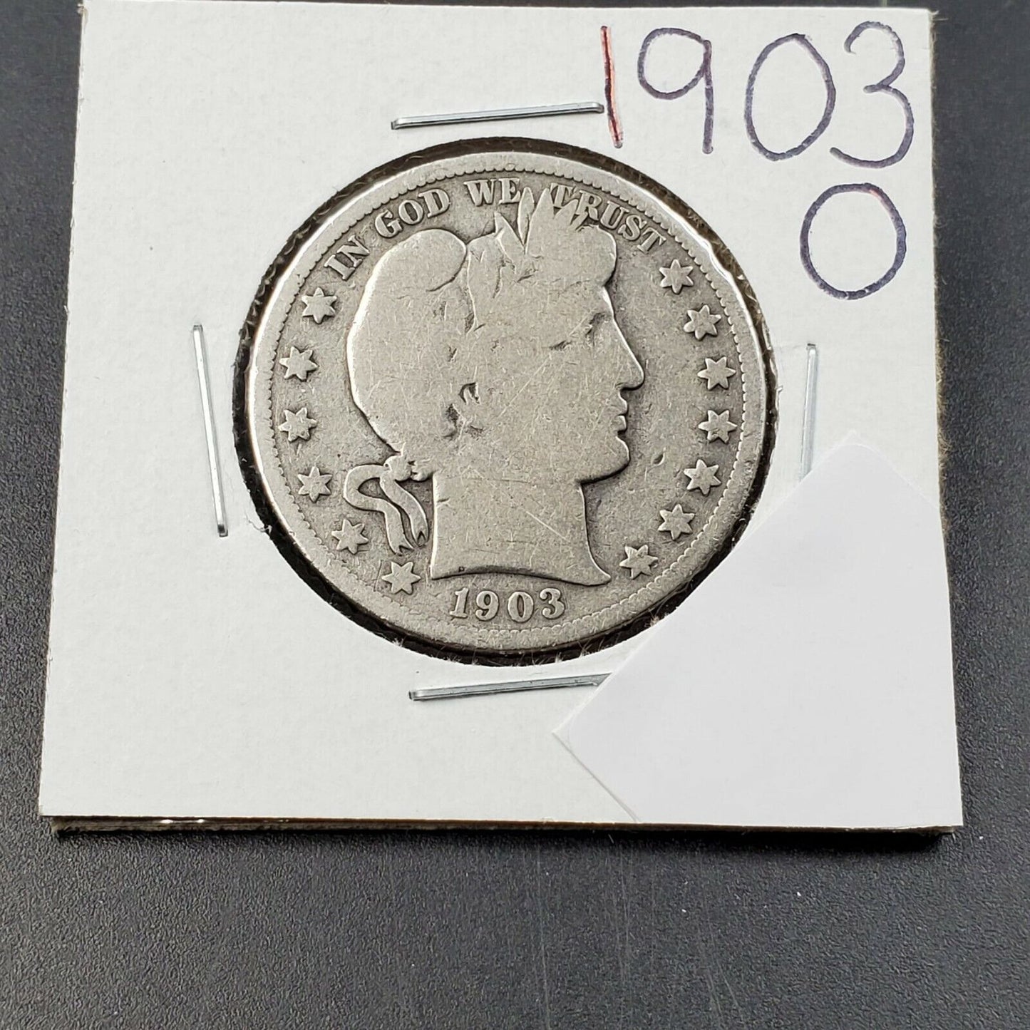 1903 O Barber Silver Eagle Half Dollar Coin AVG Good Circulated