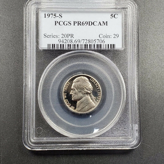 1975 S Proof Jefferson Nickel Coin PCGS PR69 DCAM Combo Ship Discounts