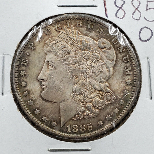 1885 O Morgan 90% Silver Eagle Dollar Coin Choice BU Uncirculated PQ Toning TONE