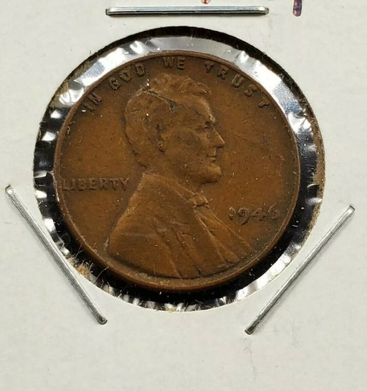 1946 P 1c Lincoln Wheat Cent Penny Coin Laminated Planchet Error