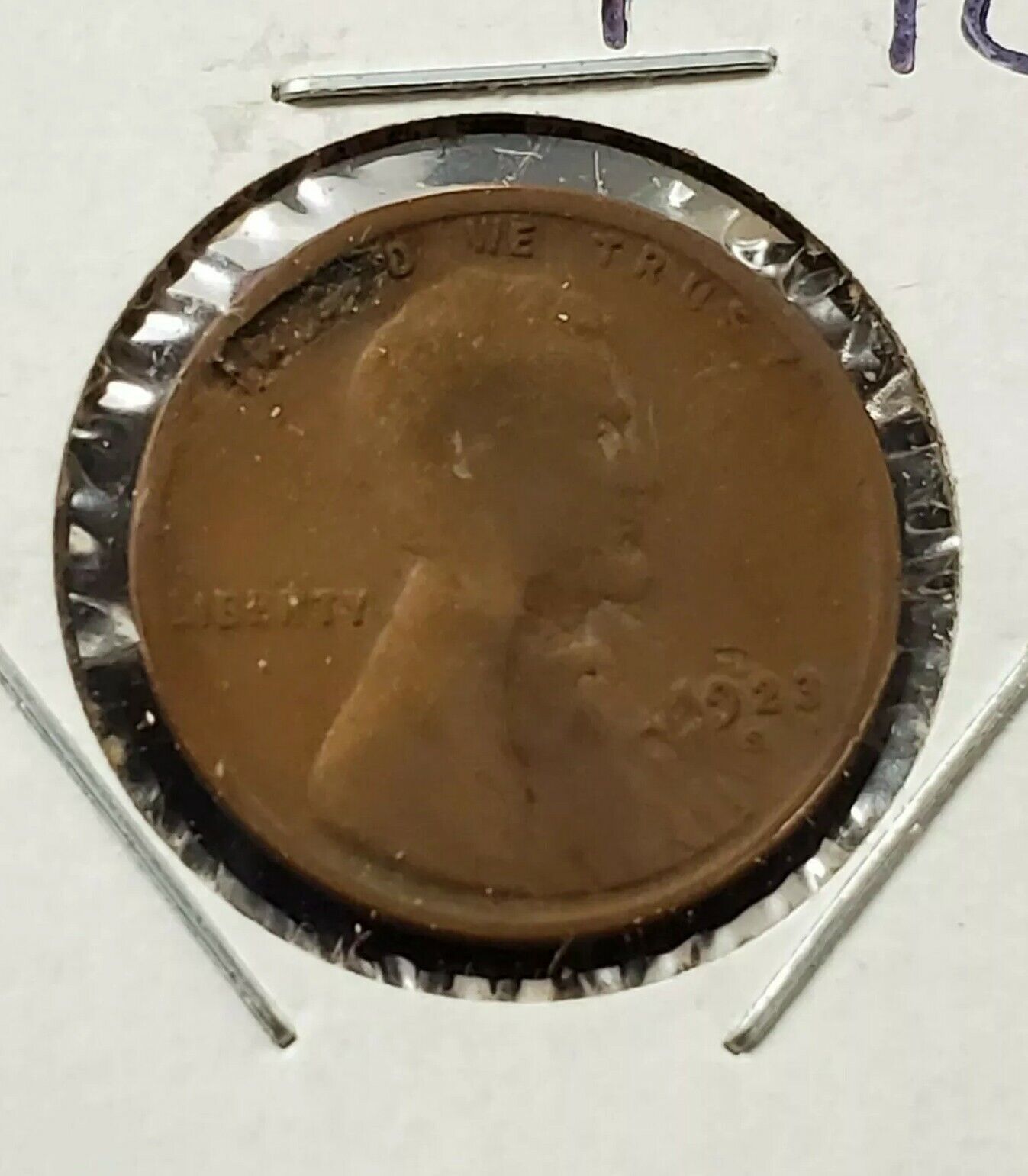 1923 S 1c Lincoln Wheat Cent Penny Coin Planchet Lamination Error