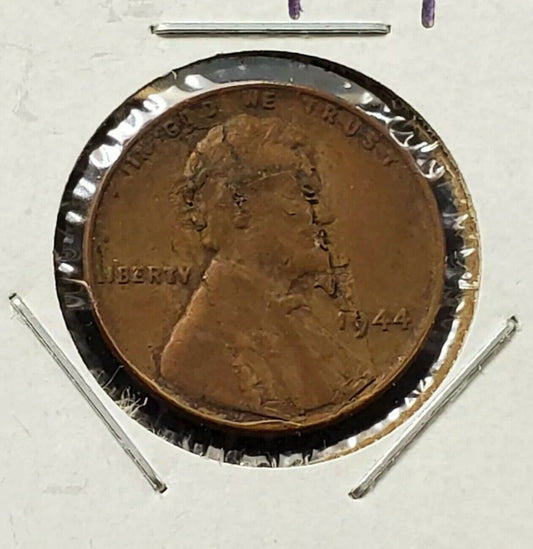 1944 P 1c Lincoln Wheat Cent Penny Coin MAJOR Planchet Lamination Error WW2 ERA