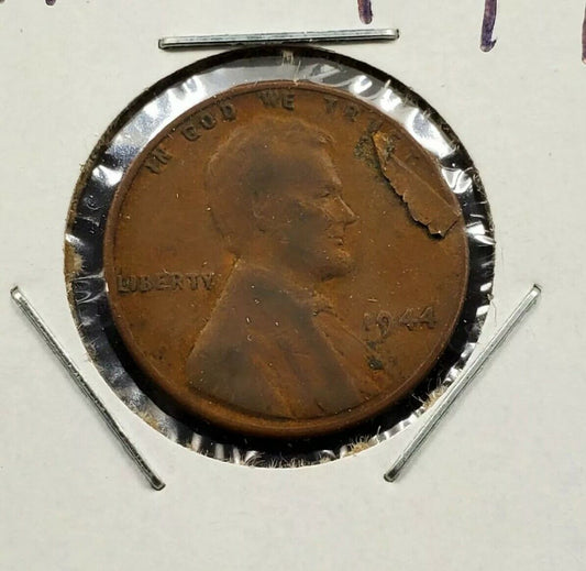 1944 p 1c Lincoln Wheat Cent Penny Coin Laminated Planchet Error WW2 ERA
