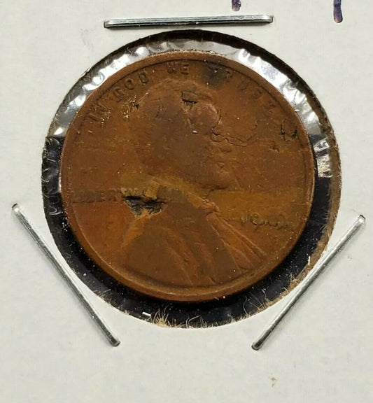 1919 p 1c Lincoln Wheat Cent Penny Coin Laminated Planchet Error
