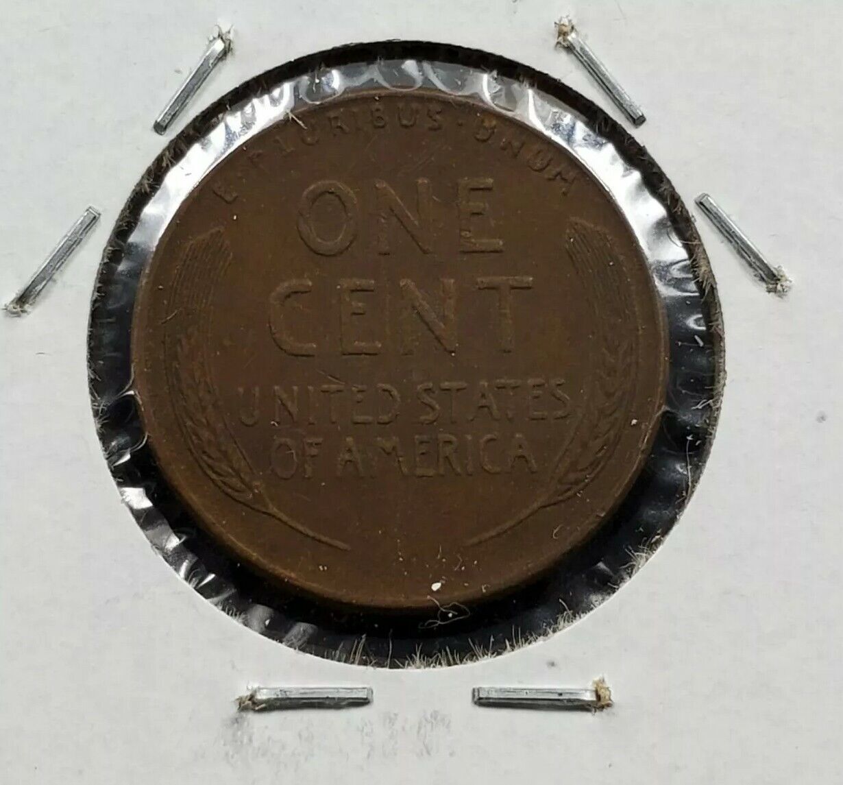 1948 p 1c Lincoln Wheat Cent Penny Coin Laminated Planchet Error