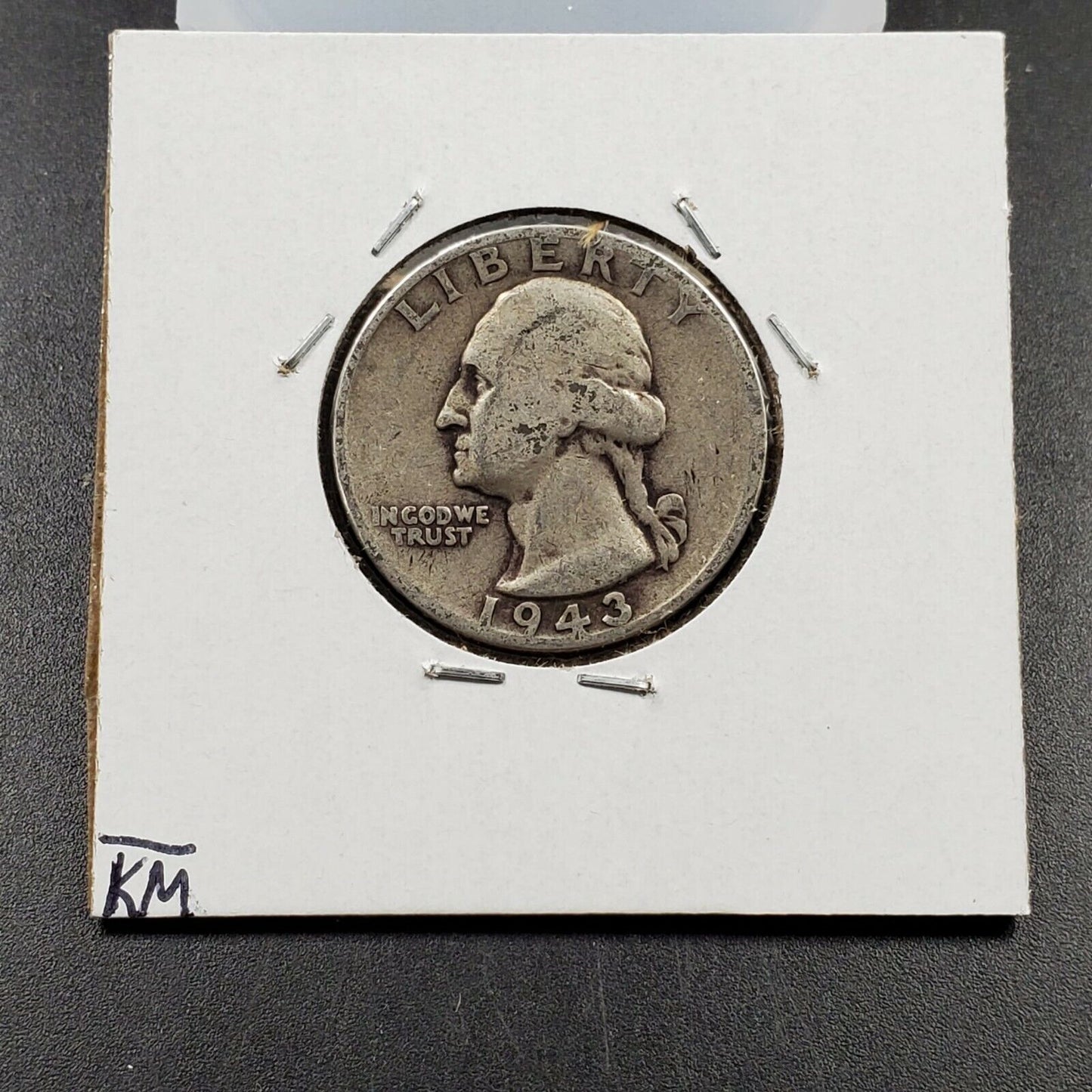 1943 S 25C Washington Quarter Silver WW2 Coin Trumet Tail MM Variety AG / Good