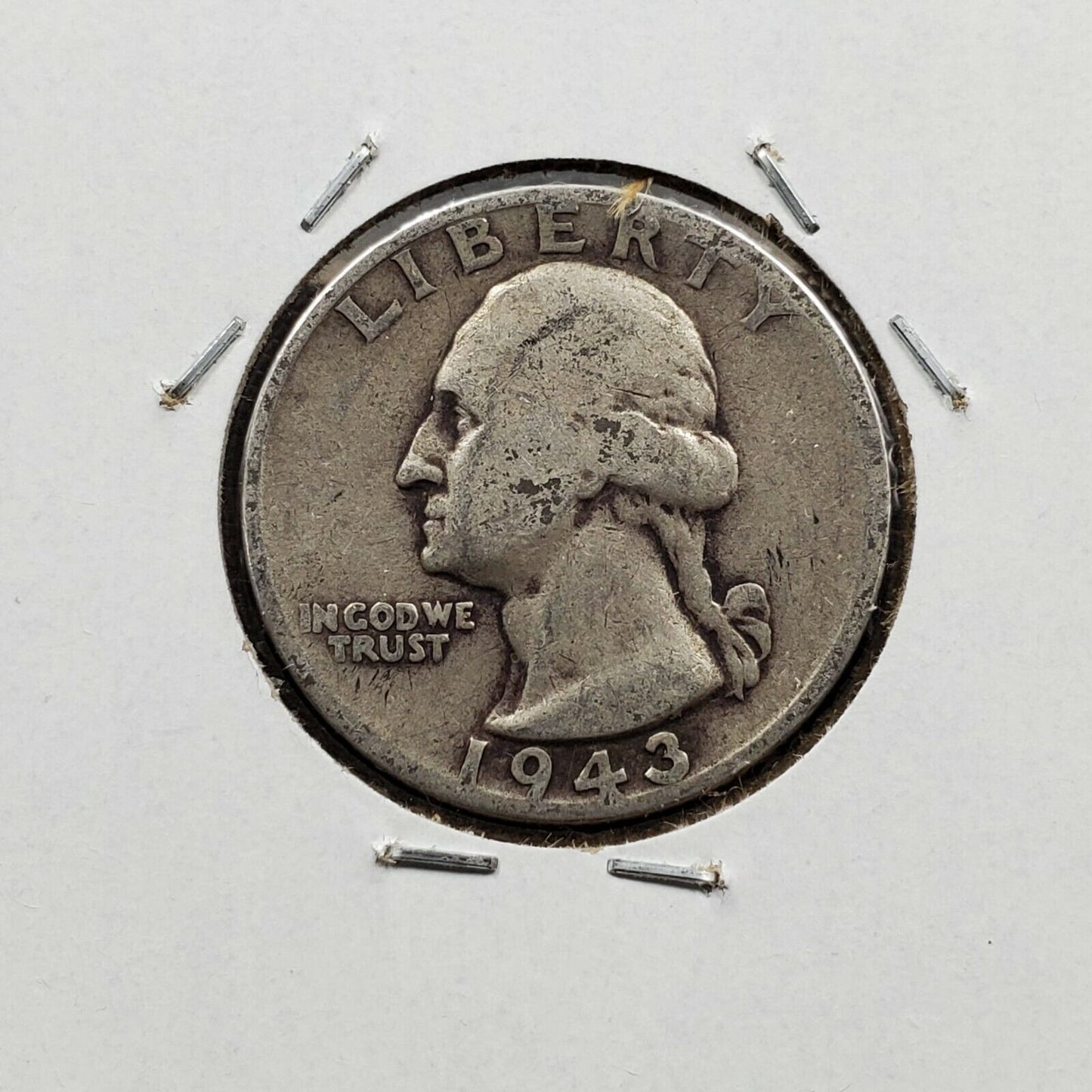 1943 S 25C Washington Quarter Silver WW2 Coin Trumet Tail MM Variety AG / Good