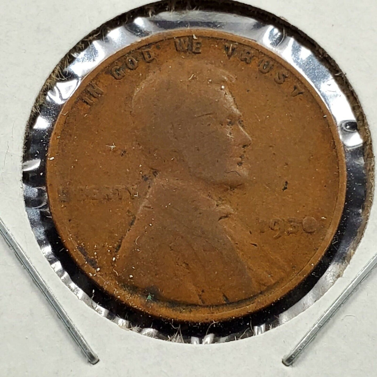 1930 P Lincoln Wheat Cent Penny Variety Die Cudd at date filled 0