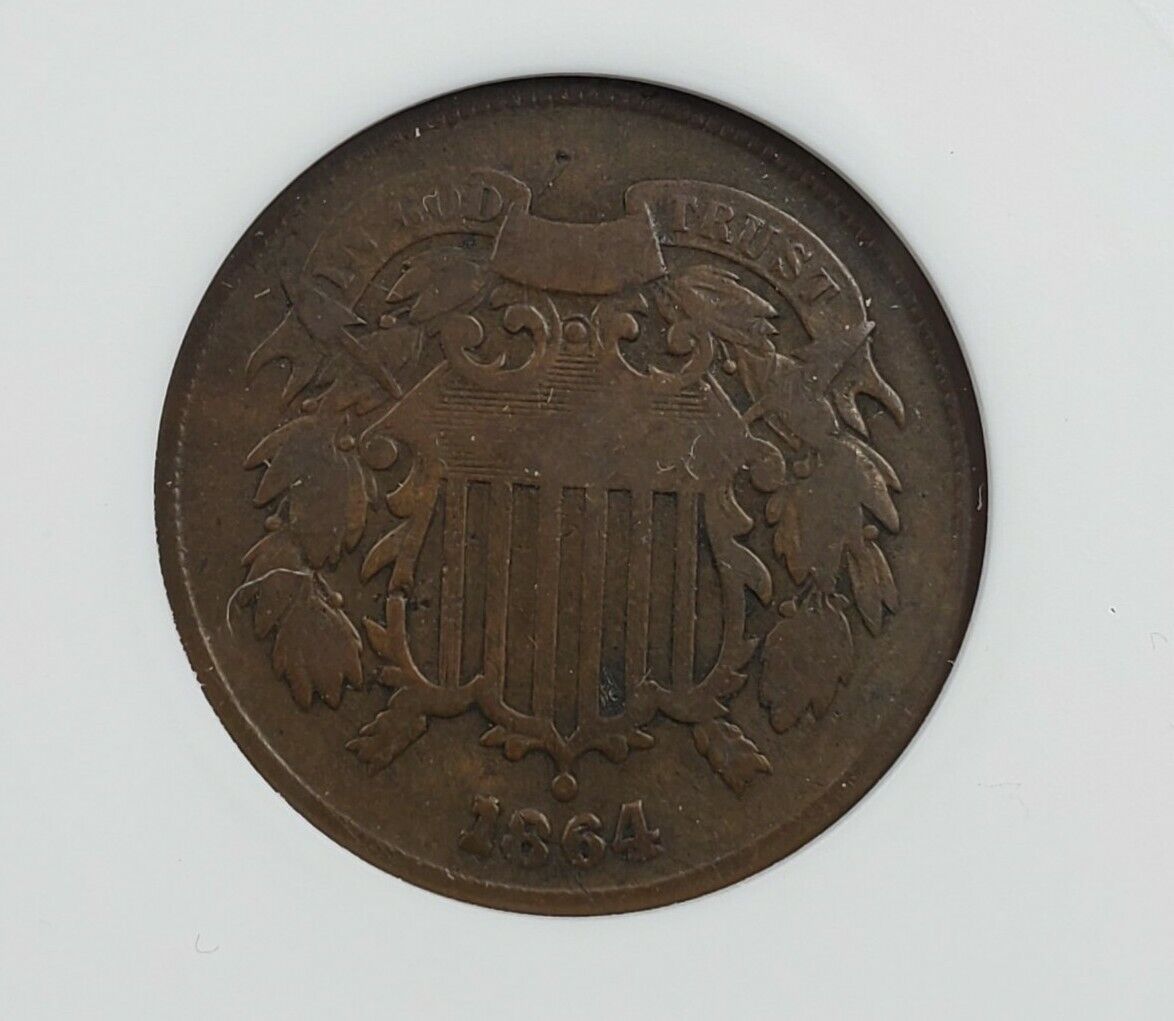 1864 2c Liberty Two Cent Coin ANACS VG08 FS-1302 Breen-2373 18/18 RPD Variety