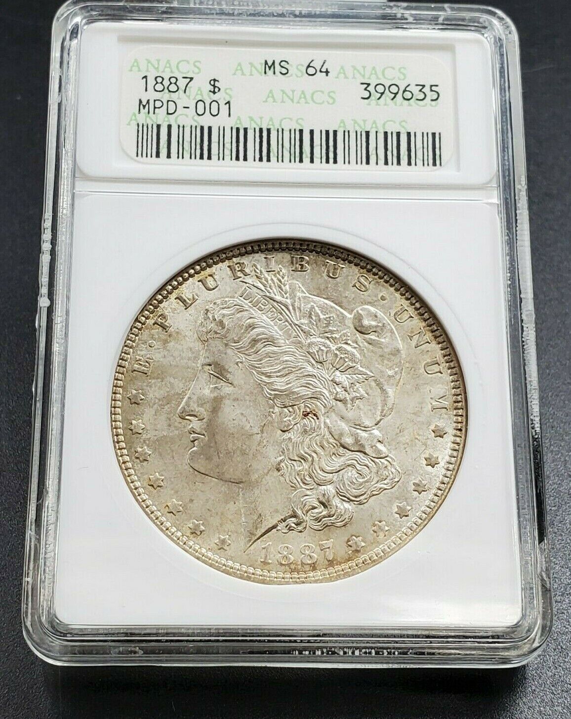 1887 P Morgan Silver Dollar Variety Coin ANACS MS64 VAM-19 MPD-001 R5 Vam