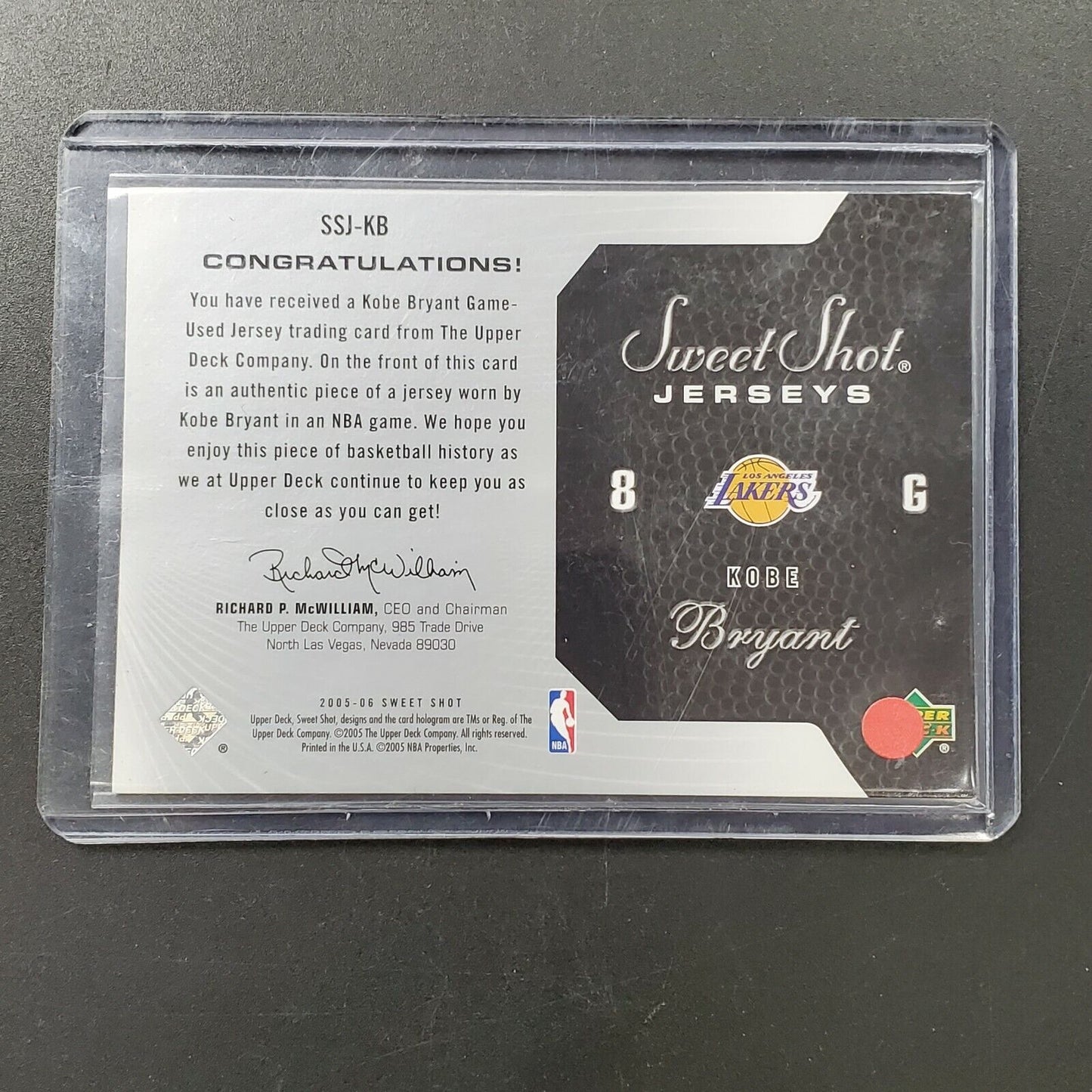 Kobe Bryant 2005 Upper Deck Sweet Shot REAL GAME JERSEY PIECE CARD 114/125 RARE